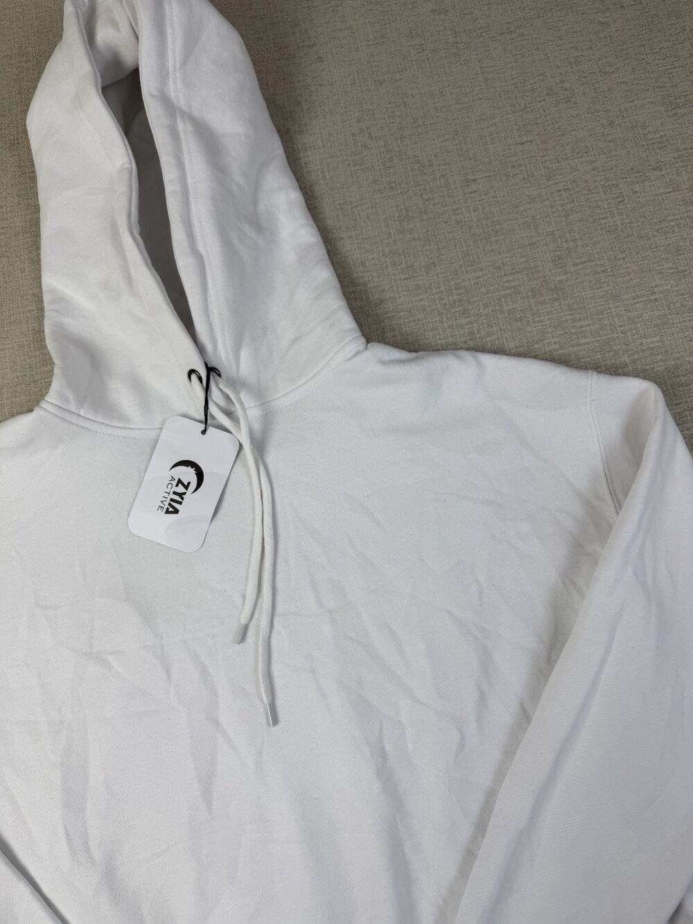 NWT Zyia Active Women’s XXL White Logo Band Cropped Pullover Hoodie